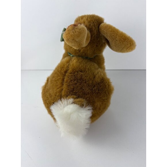 Vintage Chosun Plush Bunny Rabbit 7" Green Bow Brown & White Fluffy Tail Korea - Picture 8 of 8